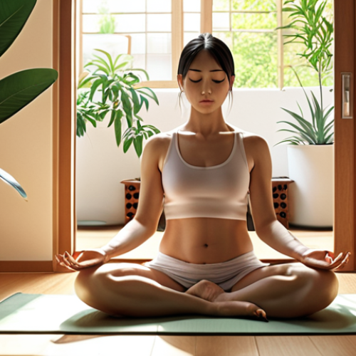 Calming Anxiety with Therapy**

Prompt: A serene woman meditating in a sunlit room, surrounded by plants. Soft, diffused lighting. In the background, subtle icons representing medication, cognitive behavioral therapy (CBT), and a healthy lifestyle (balanced diet, exercise). The overall mood is peaceful and hopeful, suggesting overcoming anxiety. Japanese style.

**