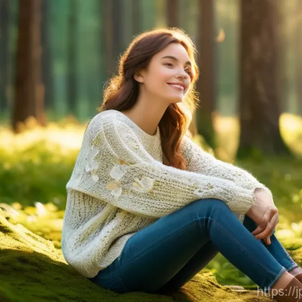 사회불안장애 극복 운동 - **Prompt 1: Journey of Inner Peace and Self-Discovery**
    "A young adult woman, dressed in comfort...