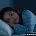 불면증과 스트레스의 관계 - **Modern Sleeplessness and Smartphone Use:**
    A solo portrait of a young woman, in her late twent...