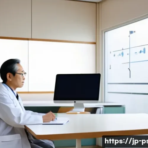 사회불안장애 치료비용 - A modern Japanese medical clinic interior where a middle-aged Japanese patient consults with a speci...