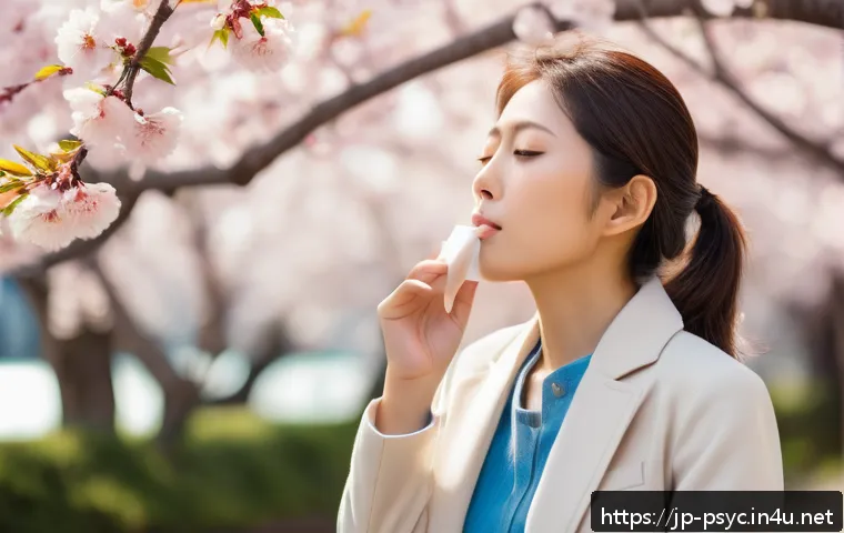 스트레스 해소 방법 - A serene Japanese woman in modern casual attire practicing deep breathing exercises outdoors during ...